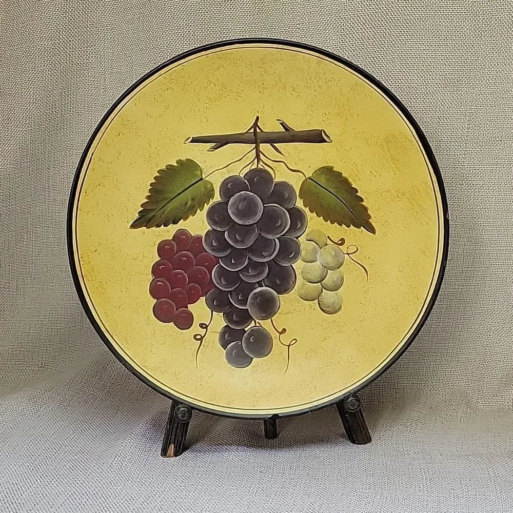 Benson Mills Set 2 Cork Backed‎ Hard Placemats Wine  & Cheese Theme + Plate
